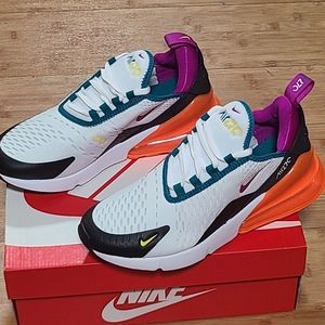 Nike Air Max 270 'WhiteOrangePurple'' Youth 6 (Womens 7.5) New in Box